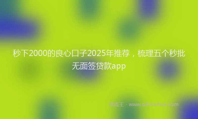 秒下2000的良心口子2025年推荐，梳理五个秒批无面签贷款app