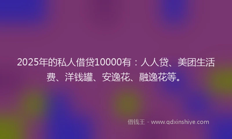 2025年的私人借贷10000有：人人贷、美团生活费、洋钱罐、安逸花、融逸花等。