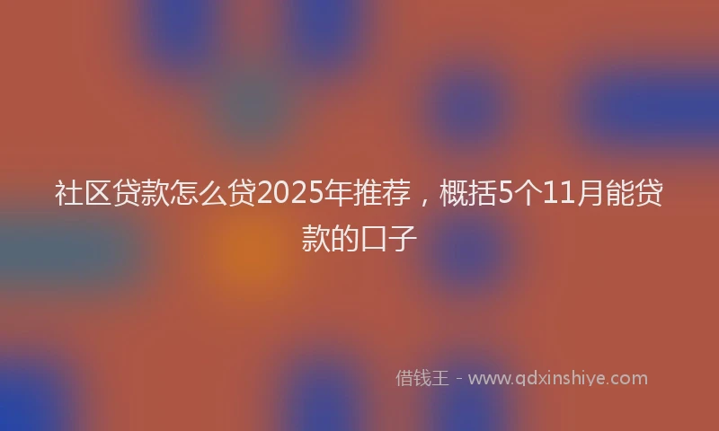 社区贷款怎么贷2025年推荐，概括5个11月能贷款的口子