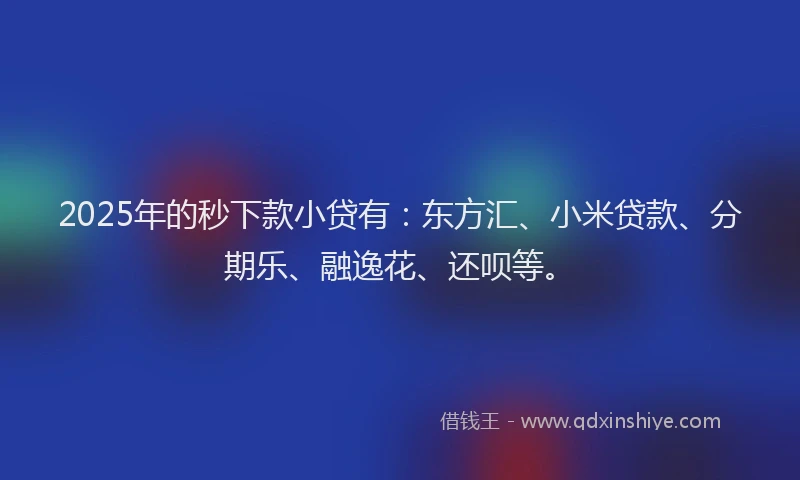 2025年的秒下款小贷有：东方汇、小米贷款、分期乐、融逸花、还呗等。