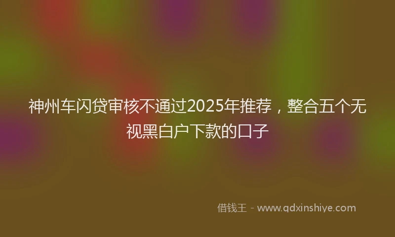 神州车闪贷审核不通过2025年推荐，整合五个无视黑白户下款的口子