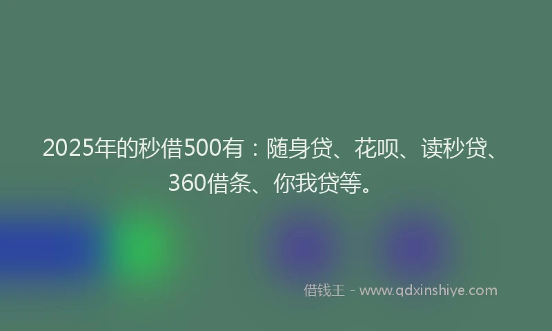 2025年的秒借500有：随身贷、花呗、读秒贷、360借条、你我贷等。
