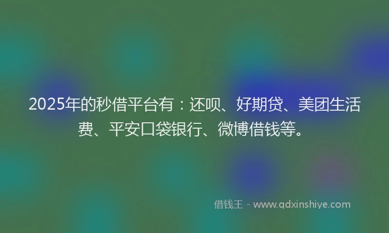 2025年的秒借平台有：还呗、好期贷、美团生活费、平安口袋银行、微博借钱等。