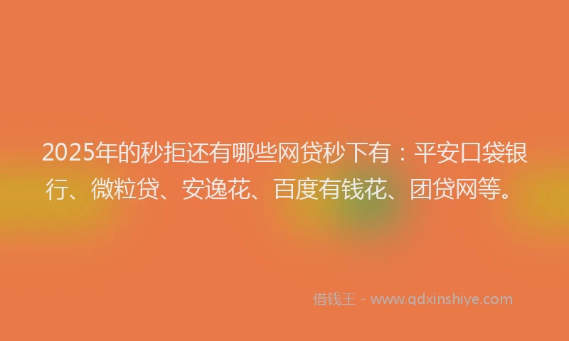 2025年的秒拒还有哪些网贷秒下有：平安口袋银行、微粒贷、安逸花、百度有钱花、团贷网等。