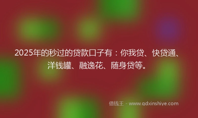 2025年的秒过的贷款口子有：你我贷、快贷通、洋钱罐、融逸花、随身贷等。