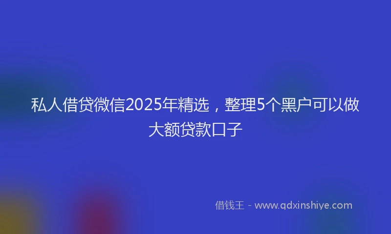 私人借贷微信2025年精选，整理5个黑户可以做大额贷款口子
