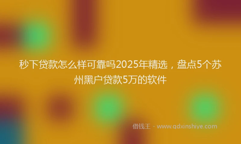 秒下贷款怎么样可靠吗2025年精选，盘点5个苏州黑户贷款5万的软件