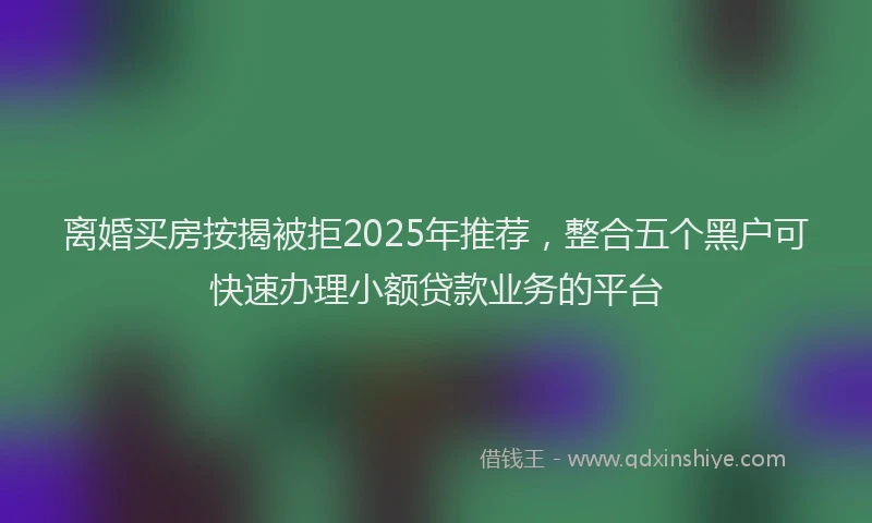 离婚买房按揭被拒2025年推荐，整合五个黑户可快速办理小额贷款业务的平台