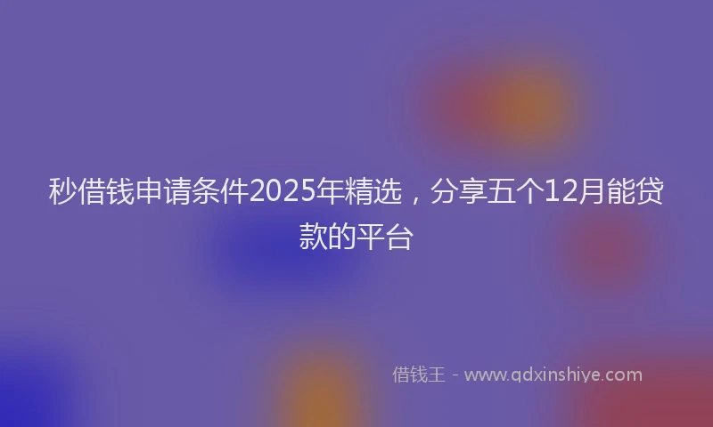 秒借钱申请条件2025年精选，分享五个12月能贷款的平台