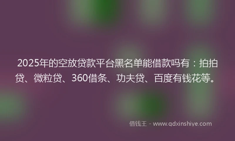 2025年的空放贷款平台黑名单能借款吗有：拍拍贷、微粒贷、360借条、功夫贷、百度有钱花等。