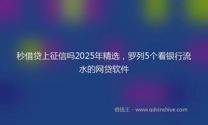 秒借贷上征信吗2025年精选，罗列5个看银行流水的网贷软件