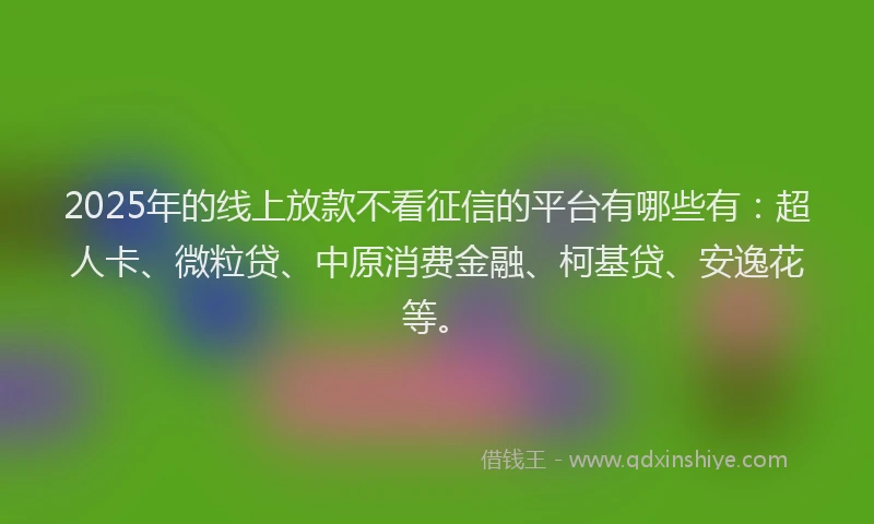 2025年的线上放款不看征信的平台有哪些有：超人卡、微粒贷、中原消费金融、柯基贷、安逸花等。