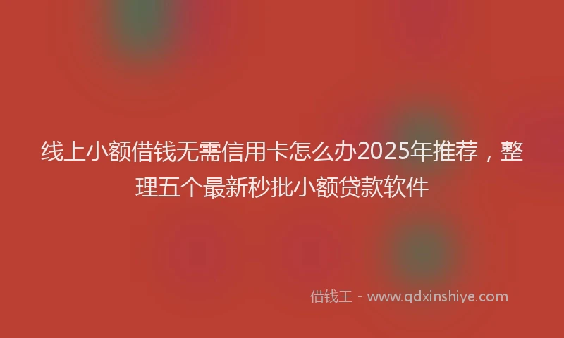 线上小额借钱无需信用卡怎么办2025年推荐，整理五个最新秒批小额贷款软件