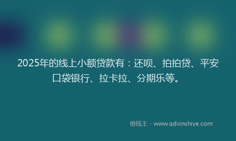 2025年的线上小额贷款有：还呗、拍拍贷、平安口袋银行、拉卡拉、分期乐等。