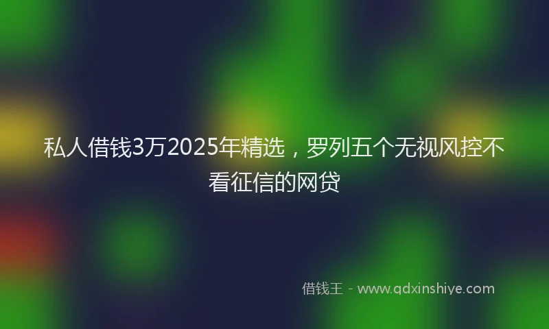 私人借钱3万2025年精选，罗列五个无视风控不看征信的网贷