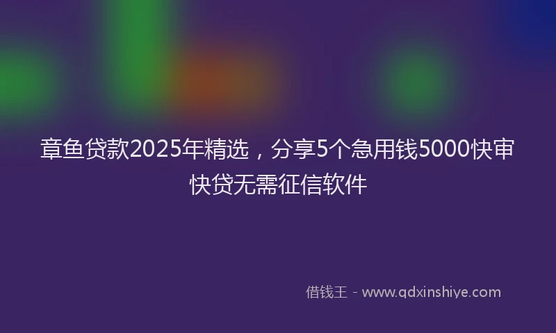章鱼贷款2025年精选，分享5个急用钱5000快审快贷无需征信软件
