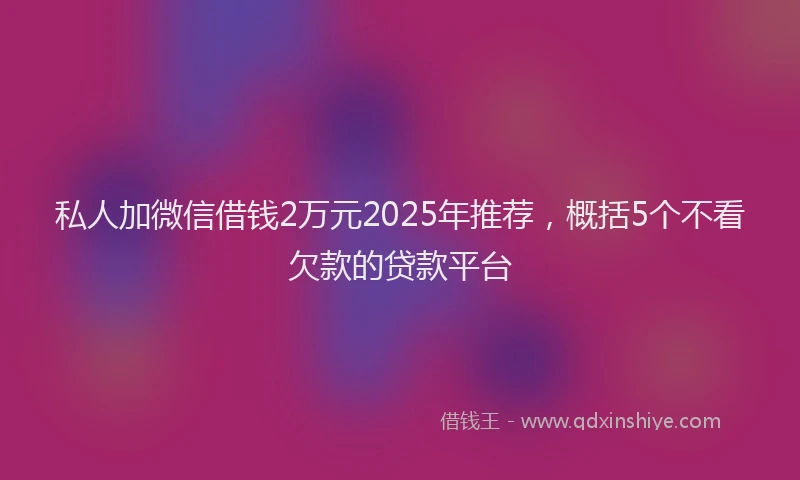 私人加微信借钱2万元2025年推荐，概括5个不看欠款的贷款平台