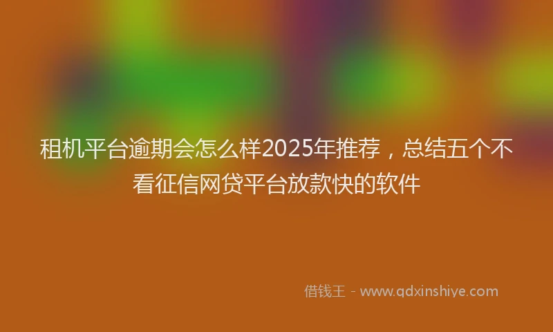 租机平台逾期会怎么样2025年推荐，总结五个不看征信网贷平台放款快的软件