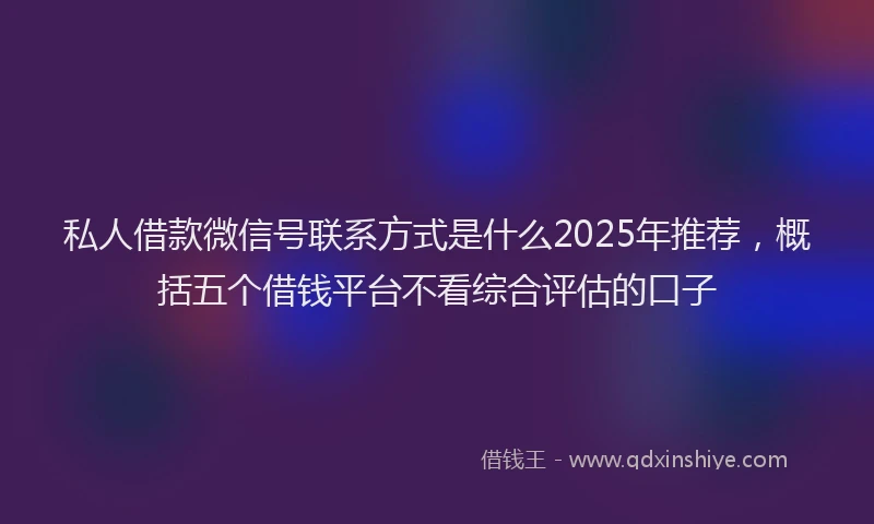 私人借款微信号联系方式是什么2025年推荐，概括五个借钱平台不看综合评估的口子