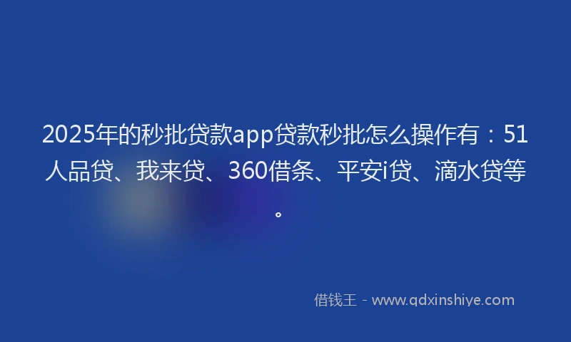 2025年的秒批贷款app贷款秒批怎么操作有：51人品贷、我来贷、360借条、平安i贷、滴水贷等。