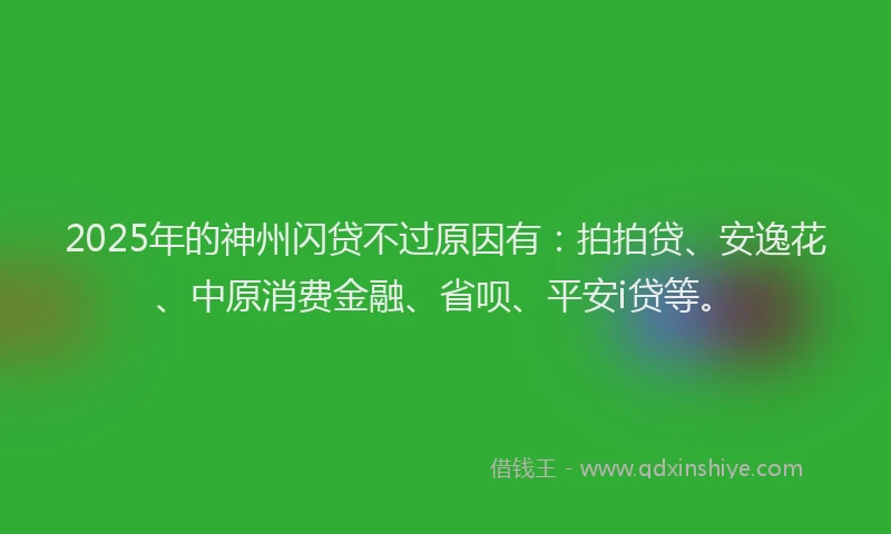 2025年的神州闪贷不过原因有：拍拍贷、安逸花、中原消费金融、省呗、平安i贷等。
