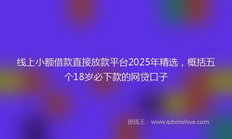 线上小额借款直接放款平台2025年精选，概括五个18岁必下款的网贷口子