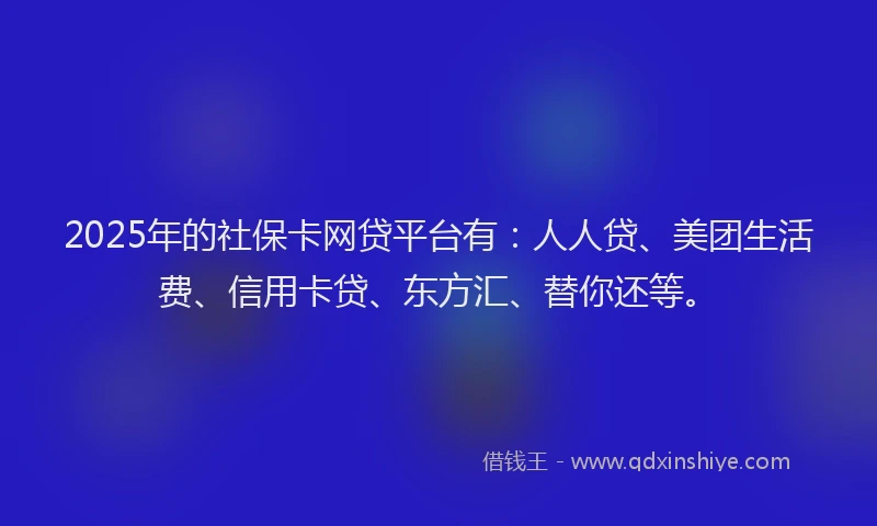 2025年的社保卡网贷平台有：人人贷、美团生活费、信用卡贷、东方汇、替你还等。
