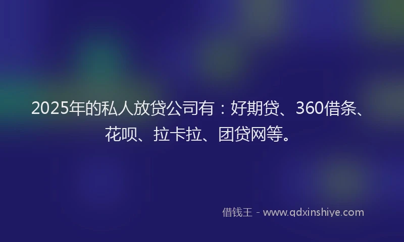 2025年的私人放贷公司有：好期贷、360借条、花呗、拉卡拉、团贷网等。