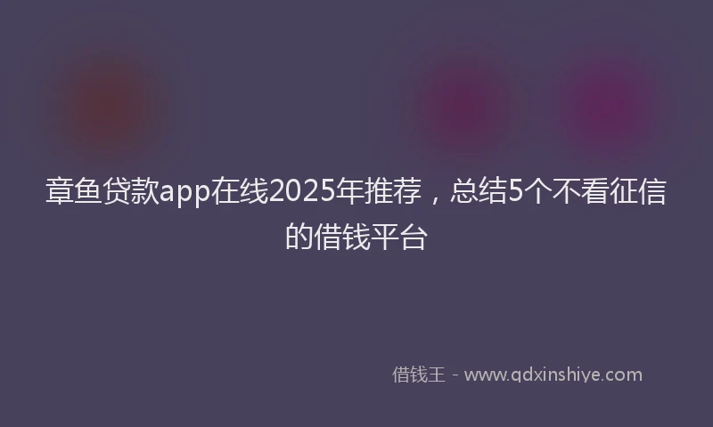 章鱼贷款app在线2025年推荐，总结5个不看征信的借钱平台