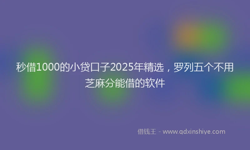 秒借1000的小贷口子2025年精选，罗列五个不用芝麻分能借的软件