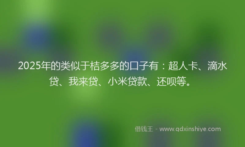 2025年的类似于桔多多的口子有：超人卡、滴水贷、我来贷、小米贷款、还呗等。