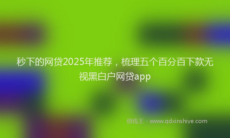 秒下的网贷2025年推荐，梳理五个百分百下款无视黑白户网贷app