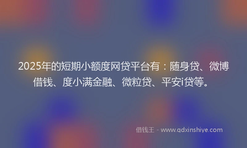 2025年的短期小额度网贷平台有：随身贷、微博借钱、度小满金融、微粒贷、平安i贷等。