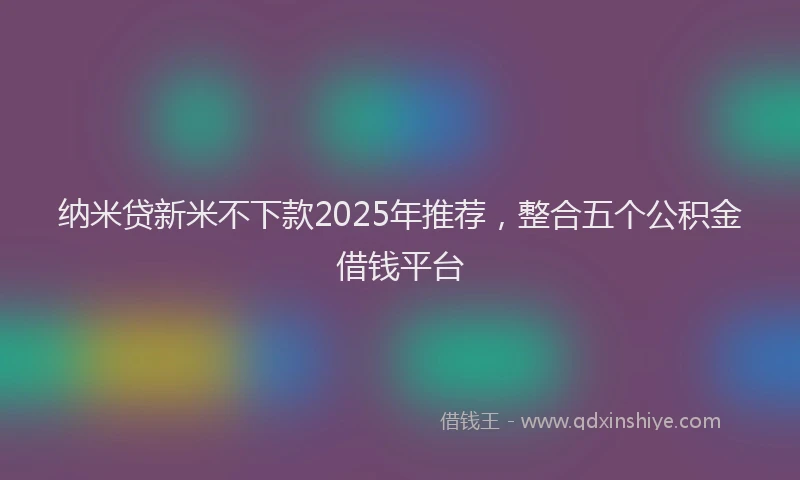 纳米贷新米不下款2025年推荐，整合五个公积金借钱平台