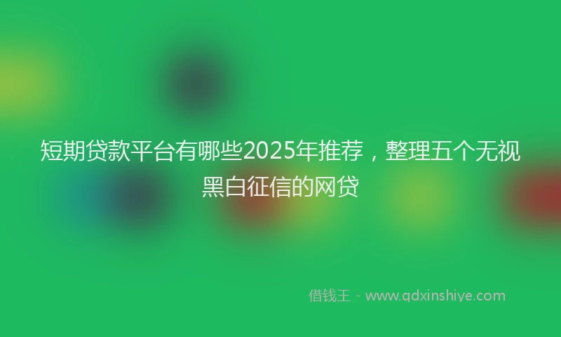 短期贷款平台有哪些2025年推荐，整理五个无视黑白征信的网贷