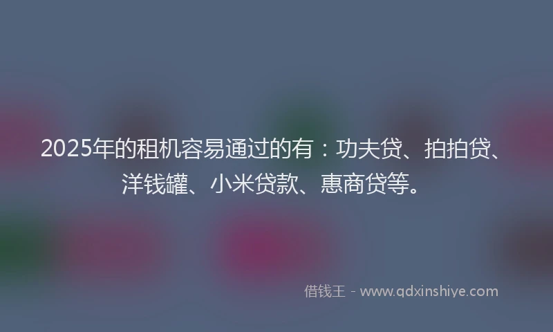 2025年的租机容易通过的有：功夫贷、拍拍贷、洋钱罐、小米贷款、惠商贷等。