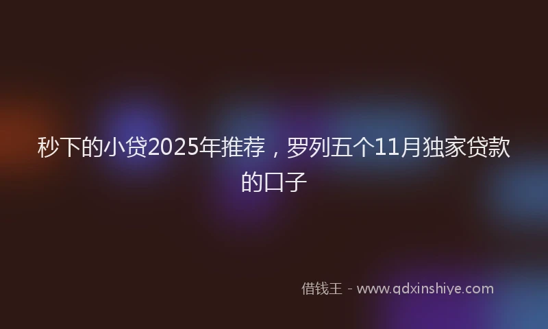 秒下的小贷2025年推荐，罗列五个11月独家贷款的口子