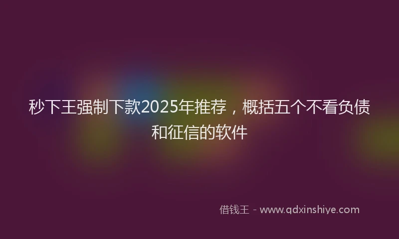 秒下王强制下款2025年推荐，概括五个不看负债和征信的软件