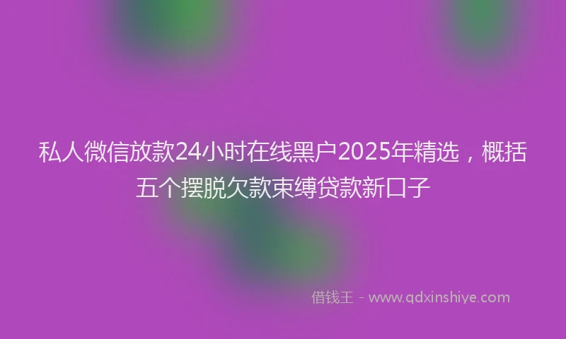 私人微信放款24小时在线黑户2025年精选，概括五个摆脱欠款束缚贷款新口子