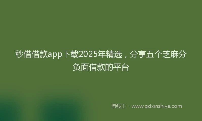 秒借借款app下载2025年精选，分享五个芝麻分负面借款的平台