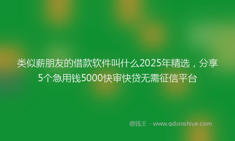 类似薪朋友的借款软件叫什么2025年精选，分享5个急用钱5000快审快贷无需征信平台