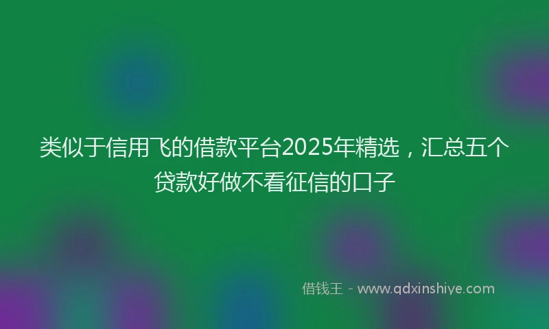 类似于信用飞的借款平台2025年精选，汇总五个贷款好做不看征信的口子