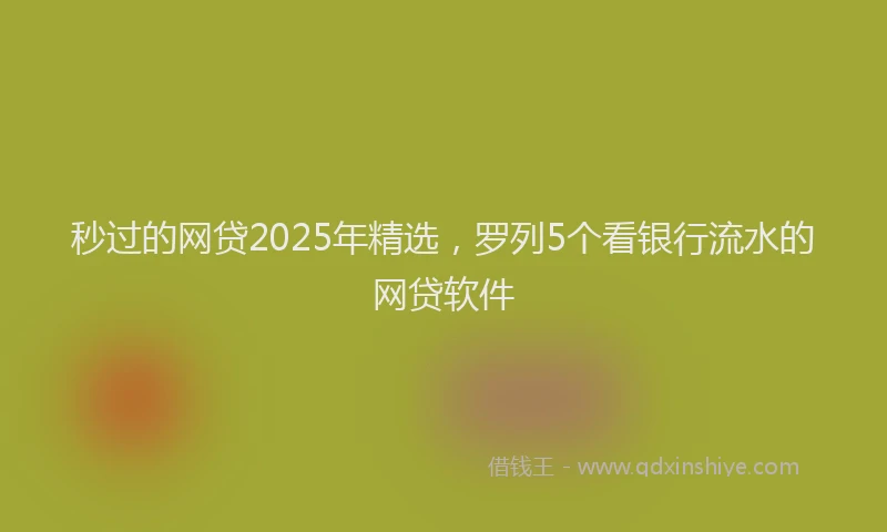 秒过的网贷2025年精选，罗列5个看银行流水的网贷软件