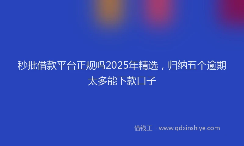 秒批借款平台正规吗2025年精选，归纳五个逾期太多能下款口子