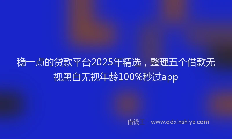 稳一点的贷款平台2025年精选，整理五个借款无视黑白无视年龄100%秒过app