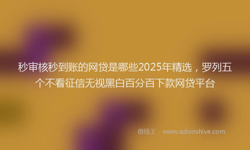 秒审核秒到账的网贷是哪些2025年精选，罗列五个不看征信无视黑白百分百下款网贷平台