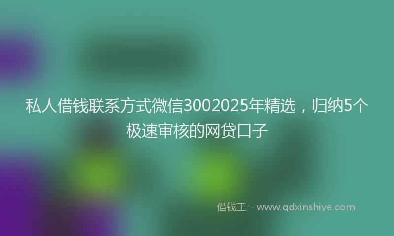 私人借钱联系方式微信3002025年精选，归纳5个极速审核的网贷口子