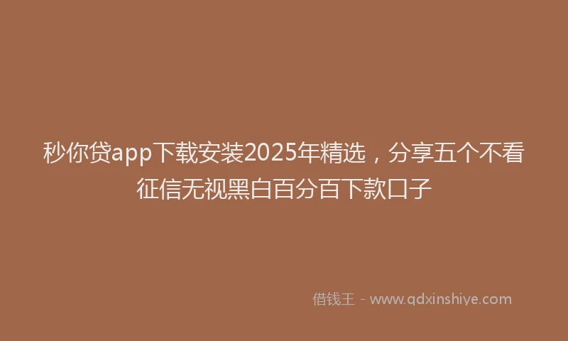 秒你贷app下载安装2025年精选，分享五个不看征信无视黑白百分百下款口子