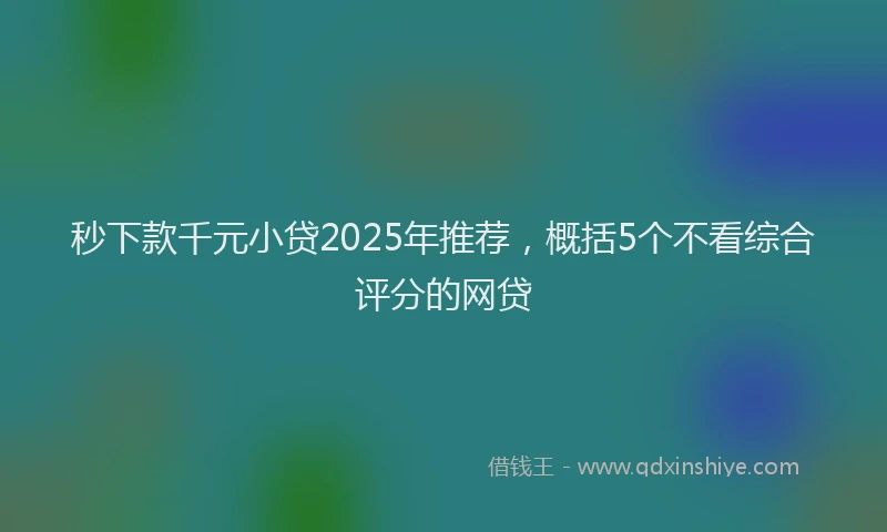 秒下款千元小贷2025年推荐，概括5个不看综合评分的网贷