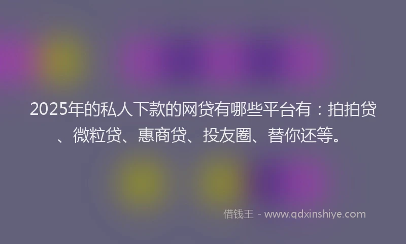 2025年的私人下款的网贷有哪些平台有：拍拍贷、微粒贷、惠商贷、投友圈、替你还等。